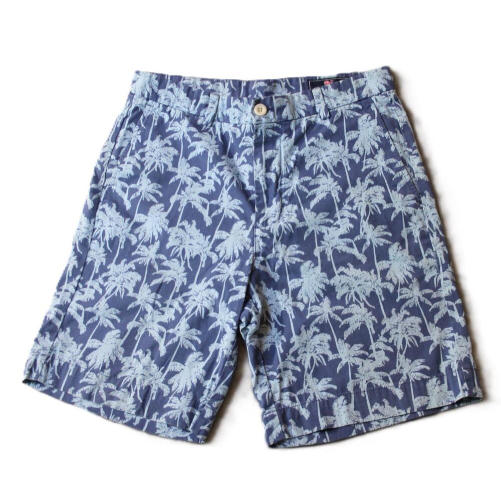 Vineyard Vines Shorts Mens 32 Blue Breaker Short Chino Palm Print 10 Inseam